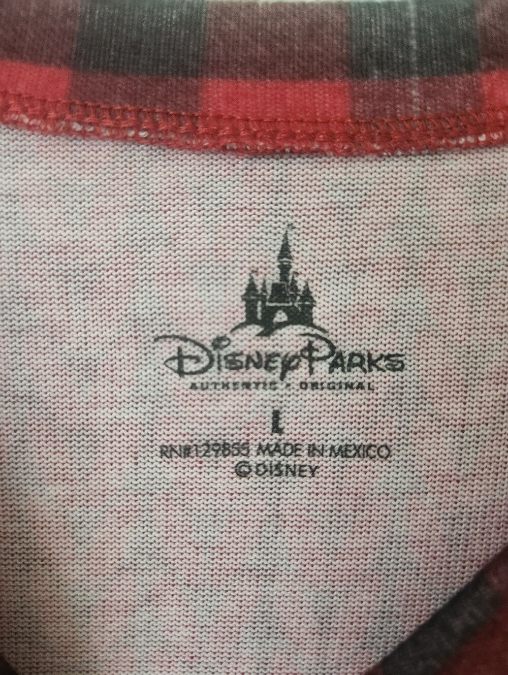 Disney Rare Red Plaid Minnie & Mickey Graphic Short Sleeve Tee - Women's Large - Picture 3 of 7